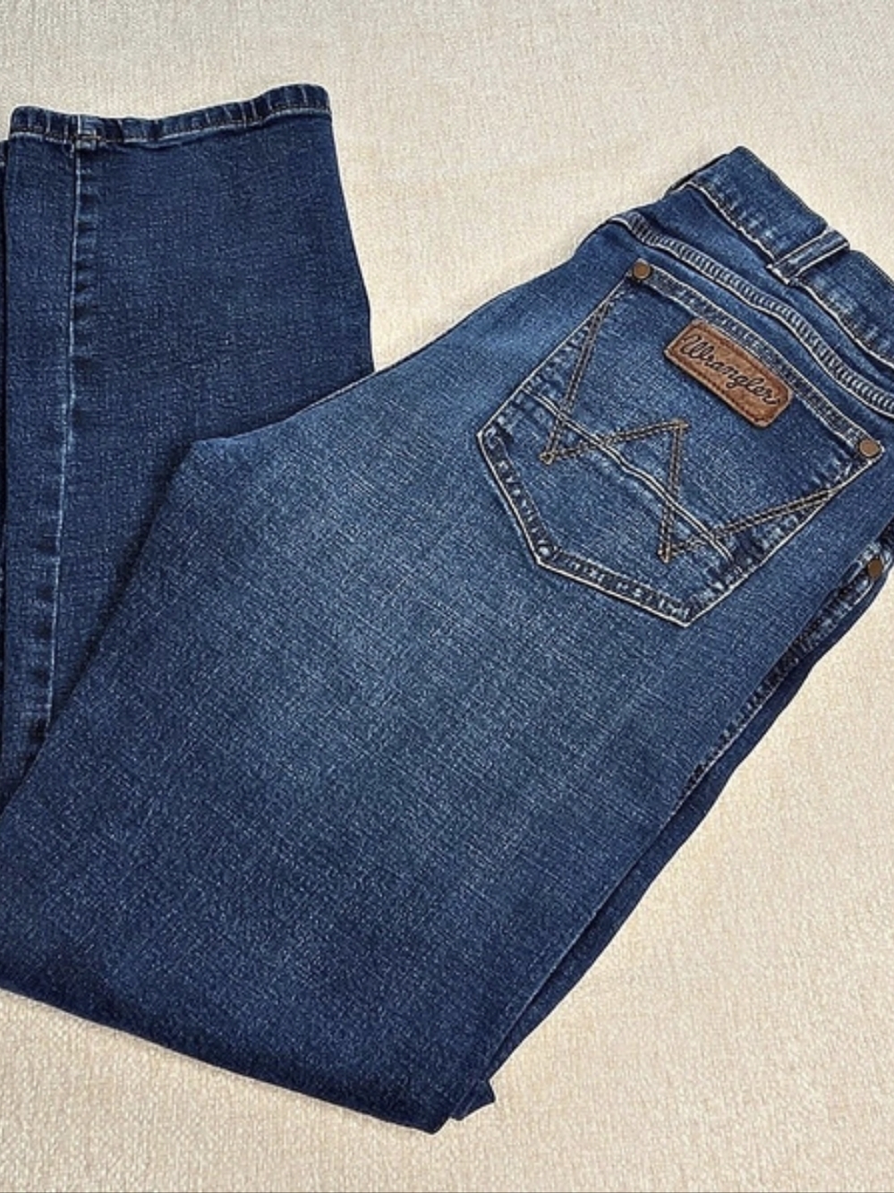 Wrangler Retro Jeans Mens 35x32 Slim Straight Blue Stretch Denim Western